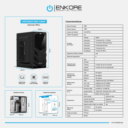 CASE O GABINETE ENKORE MISTIQUE ENK C2001 STANDARS
