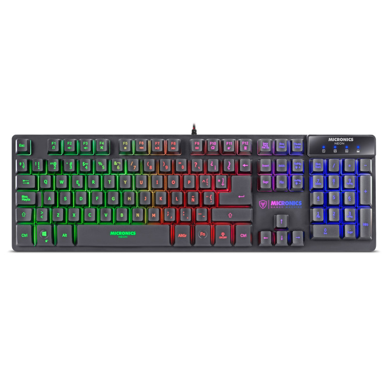 TECLADO GAMER MICRONICS NEON+ MIC K709+ RGB USB NEGRO