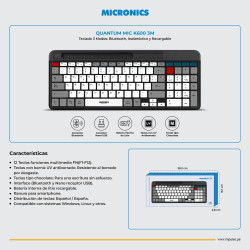 TECLADO BLUETOOTH RECARGABLE MICRONICS QUANTUM 3 MIC K600-3M  INALAMBRICO