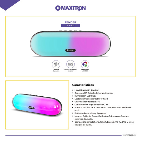 PARLANTE MAXTRON FENDER MX502 BT - USB RGB