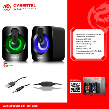 PARLANTE GAMER CYBERTEL SPECTRUM CBX S303 RGB 10W