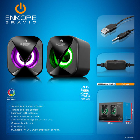 PARLANTE ENKORE BRAVIO ENS 300 RGB PARA PC