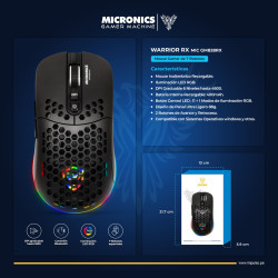 MOUSE GAMER INALAMBRICO RECARGABLE MICRONICS WARRIOR RX MIC GM828RX RGB 7B