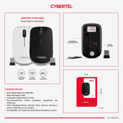 MOUSE INALAMBRICO CYBERTEL ROCKER CYB M302 NEGRO