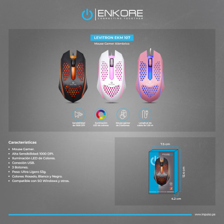 MOUSE GAMER ENKORE LEVITRON EKM107 RGB