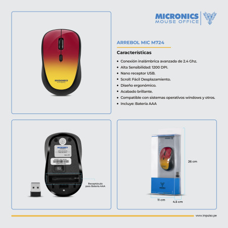 MOUSE INALAMBRICO MICRONICS ARREBOL MIC M724