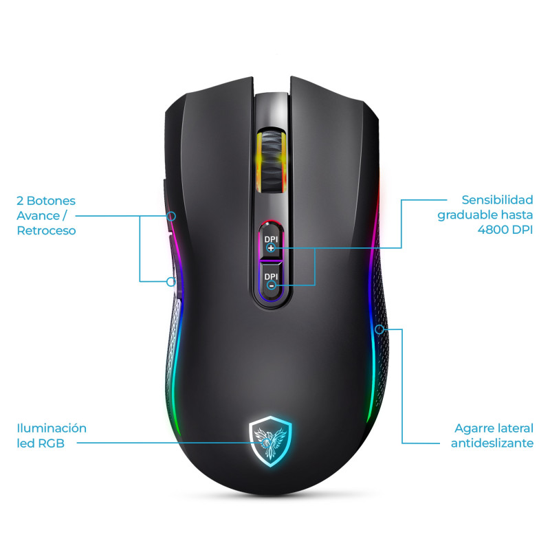 MOUSE  GAMER USB MICRONICS KRIPTON GM801-3M RGB DPI4800 8B