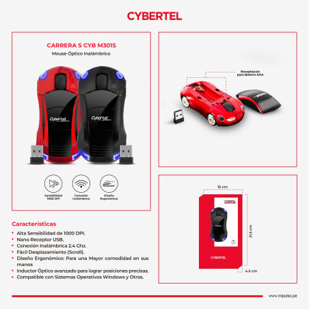 MOUSE INALAMBRICO CYBERTEL CARRERA-S CYB 301S