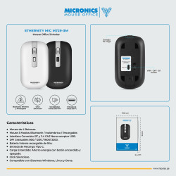 MOUSE INALAMBRICO MICRONICS ETHERNITY MIC M729-3M  BT-WIFI RECARGABLE