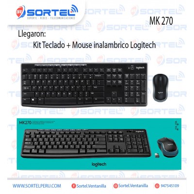 Kit teclado + mouse inalambrico logitech mk270 wireless usb black ventanilla