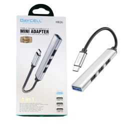 HUB TIPO C DAYCELL HB26 USB 3.0 Y 3 PUERTOS 2.0