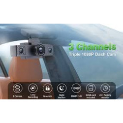 CAMARA DE SAPICADERO DASH CARM DE 3 CANALES PARA CARRO GRABADORA DE VIDEO CON TRES LENTES