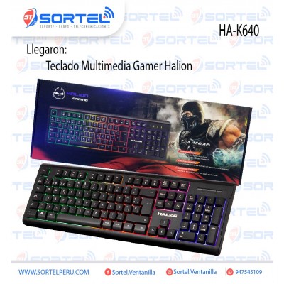 TECLADO GAMER Led HALION RAINBOW HA-K640
