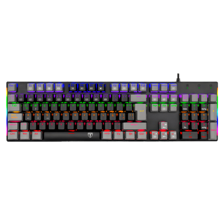 TECLADO MECANICO T-DAGGER NAXOS RAINBOW, SPANISH T-TGK310- GW-SP BLACK/GREY RED SWICH
