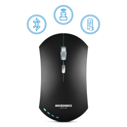 MOUSE INALAMBRICO MICRONICS  LOTUS 3 MIC M728 3M WIFI - BT- RECARGABLE CLICK SILENCIOSO