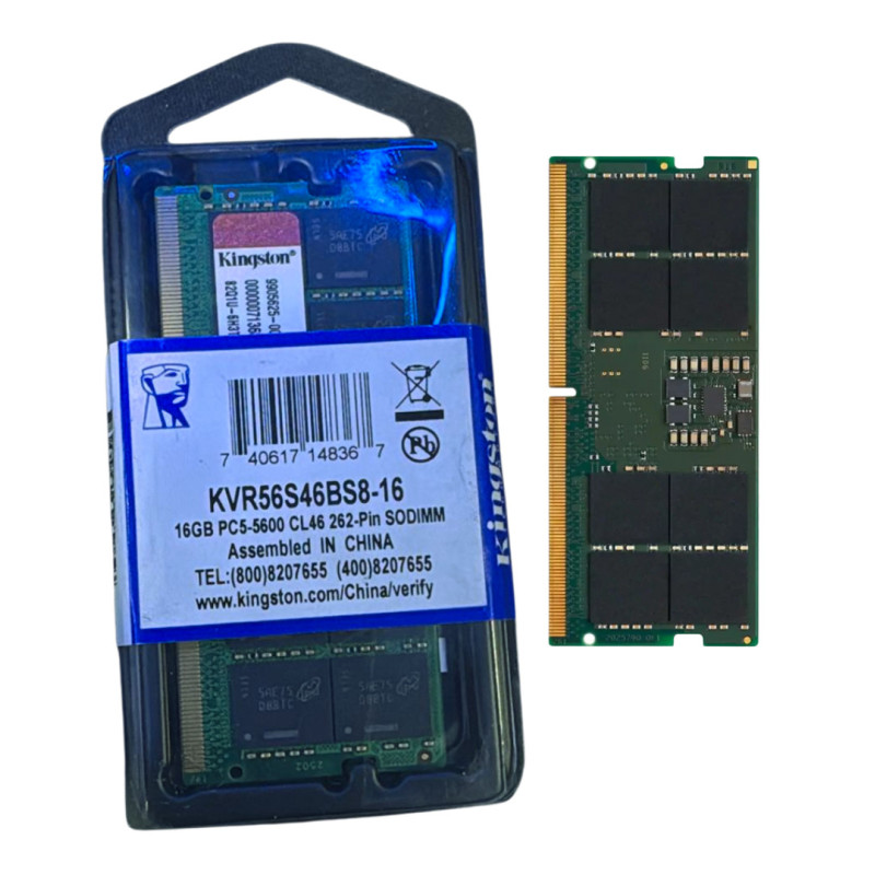 MEMORIA RAM KINGSTON KVR56S46BS8-16 16GB DDR5 PC5 5600 PARA LAPTOP MEMORIA RAM KINGSTON KVR56S46BS8-16 16GB DDR5 PC5 5600 PARA LAPTOP