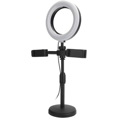 SOPORTE DE MESA ESCRITORIO PARA 2CELULARES ARO LED