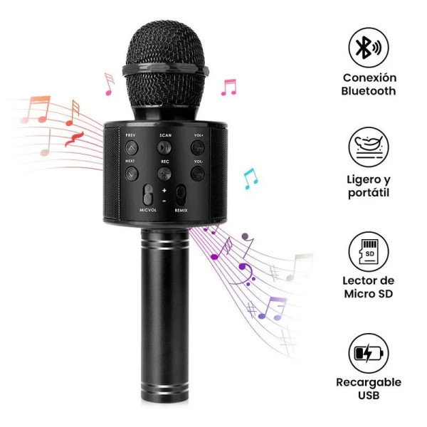 MICROFONO PARLANTE WS-585 INALAMBRICO RECARGABLE PARA KARAOKE
