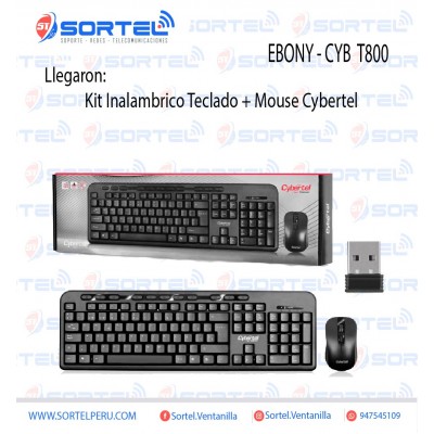 Kit Inalambrico Teclado + Mouse Cybertel Ebony - CYB T800