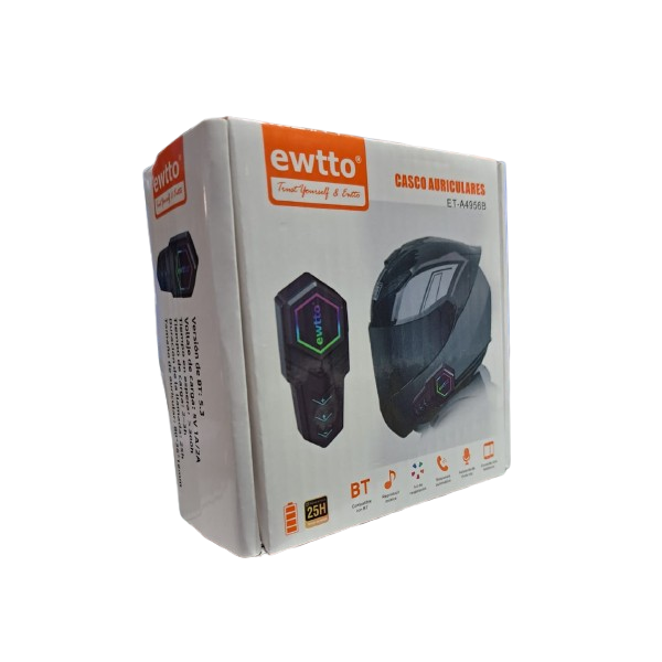 AUDIFONO BLUETOOTH EWTTO ET-A4956B PARA CASCO DE MOTO RGB 25 HRAS