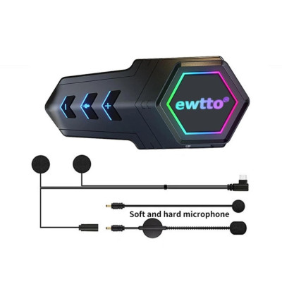 AUDIFONO BLUETOOTH EWTTO ET-A4956B PARA CASCO DE MOTO RGB 25 HRAS