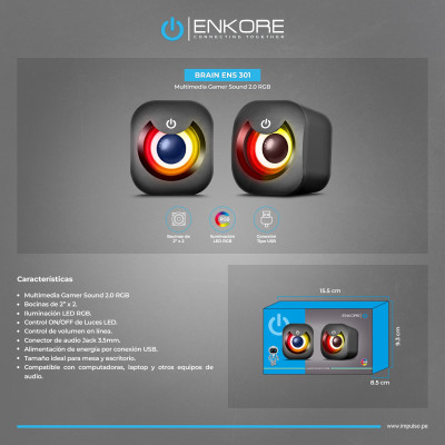 PARLANTE ENKORE BRAIN ENS 301 RGB 2.0 4W