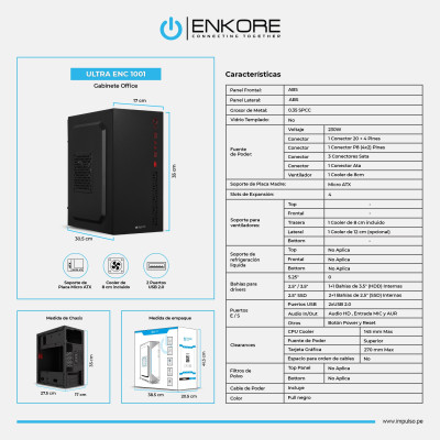CASE O GABINETE ENKORE ULTRA ENC 1001 MICRO ATX  FUENTE PSU 230W