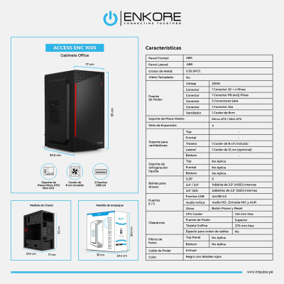 CASE O GABINETE ENKORE ACCESS ENC 1005 ATX CON FUENTE PSU 230W