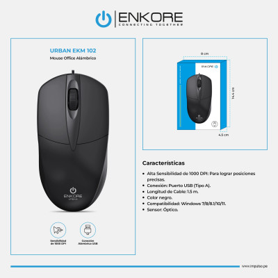 MOUSE OPTICO USB ENKORE URBAN EKM 102