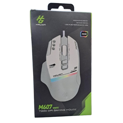 MOUSE GAMER HALION M607 BLANCO RGB 8 BOTONES