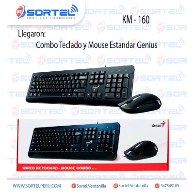 Combo Genius Teclado + Mouse KM-160 Black