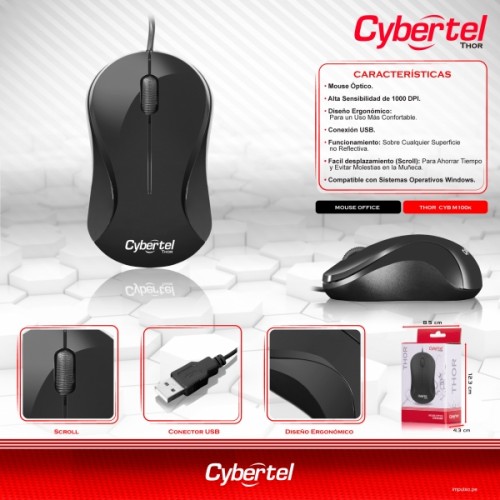 Mouse Optico Alambrico Cybertel para pc