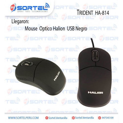 Mouse Optico Trident Usb Negro Ha-814 Halion