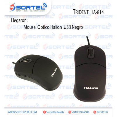 MOUSE OPTICO HALION TRIDENT HA-M814 USB NEGRO