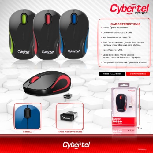 MOUSE INALAMBRICO CYBERTEL PRINCE - CYB M300 2.4GHZ