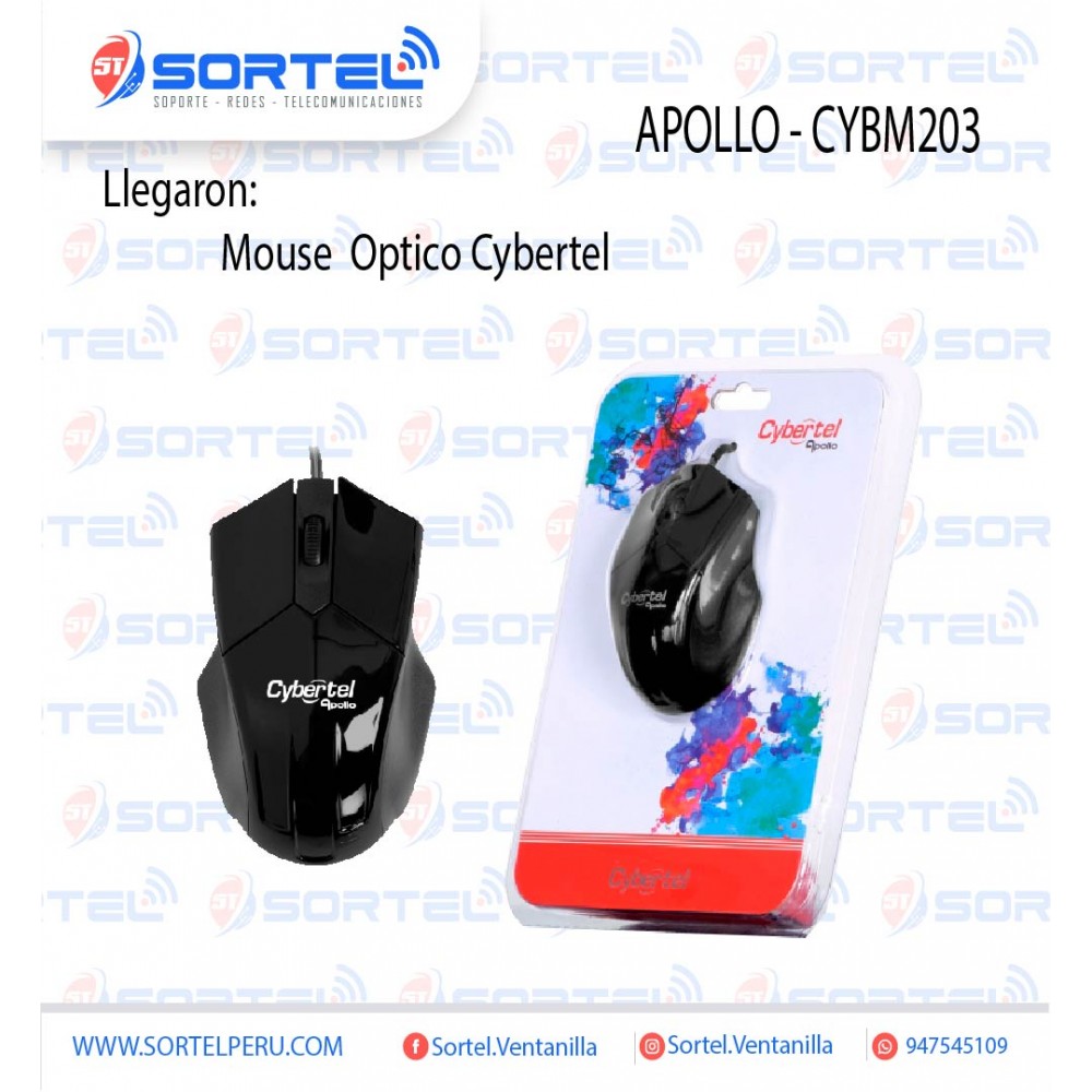 MOUSE OPTICO ALAMBRICO CYBERTEL APOLLO CYB M203 MOUSE OPTICO ALAMBRICO CYBERTEL APOLLO CYB M203