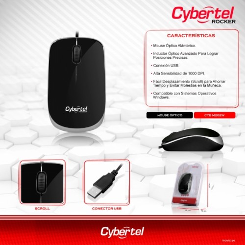 MOUSE OPTICO CYBERTEL ROCKER - CYB M202W