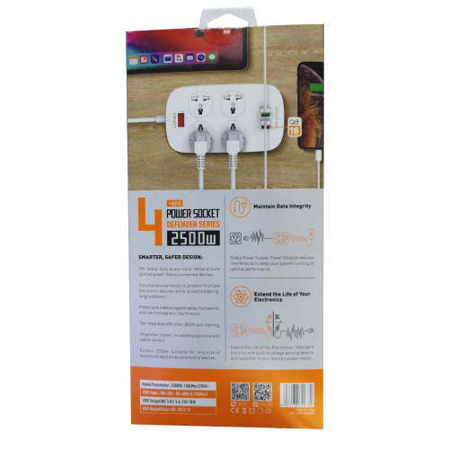 SUPRESOR DE PICO LDNIO POWER SOCKET +4USB DEFENDER