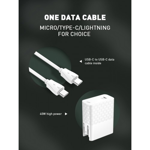 LDNIO A1405C QC4 + USB-C de carga rápida cargador de pared de 40W PD USB cargador para Celular, Tablet, Laptop