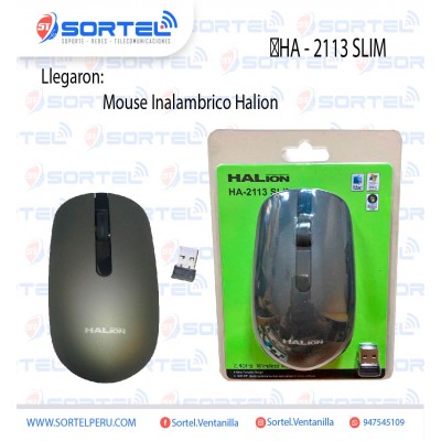 MOUSE INALAMBRICO HALION SLIM HA-M2113 GRIS Y NEGRO