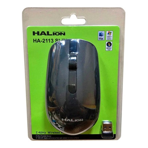 MOUSE INALAMBRICO HALION SLIM HA-M2113 GRIS Y NEGRO