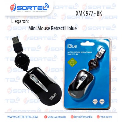 MINI MOUSE RETRACTIL IBLUE XMK- 977-BK  RD / BL