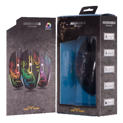 MOUSE OPTICO ALAMBRICO GAMER MICRONICS SCORPION MIC M660