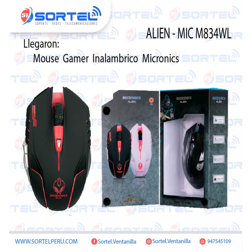 MOUSE GAMER INALAMBRICO MICRONICS ALIEN - MIC M834WL MOUSE GAMER INALAMBRICO MICRONICS ALIEN - MIC M834WL