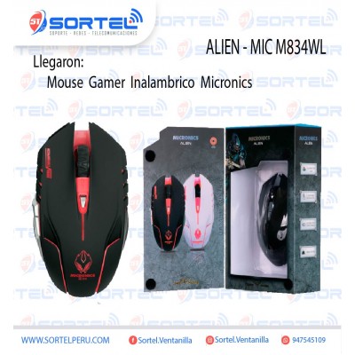 MOUSE GAMER INALAMBRICO MICRONICS ALIEN - MIC M834WL
