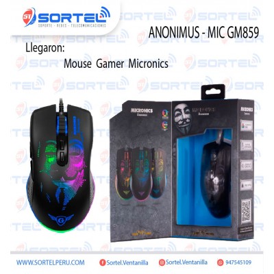 MOUSE GAMER OPTICO MICRONICS ANONIMUS MIC GM859 RGB 7B