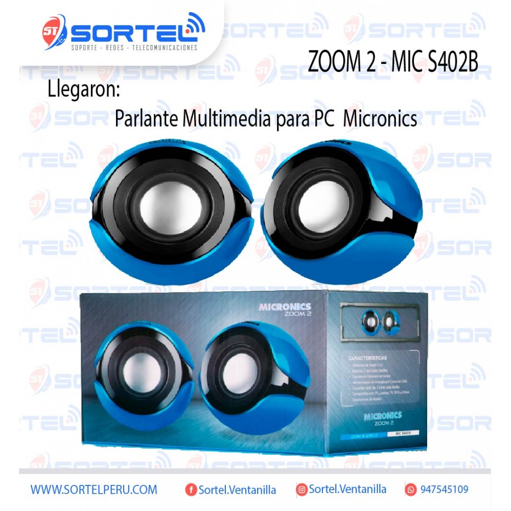 PARLANTE MICRONICS ZOOM 2 - MIC S402B PARA PC PARLANTE MICRONICS ZOOM 2 - MIC S402B PARA PC