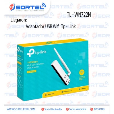Adaptador Receptor Wifi USB TP-Link TL-WN722N 2.4Ghz, 802.11b/g